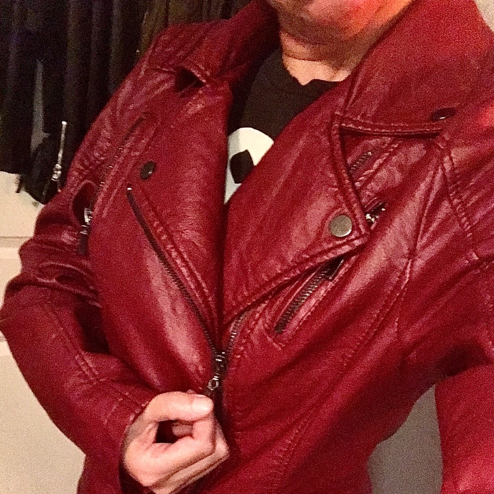 Max Studio Red/Burgundy Faux Leather Jacket